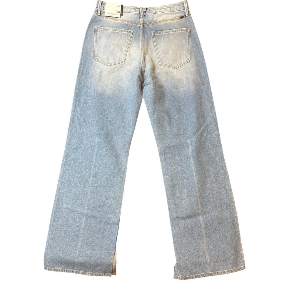 Kancan‎ Jeans Womens 30 90s Flare Wide Leg Distressed Hem Light Wash High Waist - Picture 6 of 11